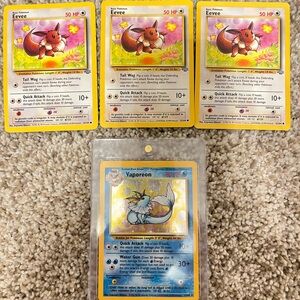 Set of 4 vintage Pokemon cards